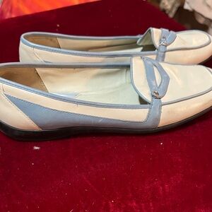 Michelle D Blue and Cream Women's Flats